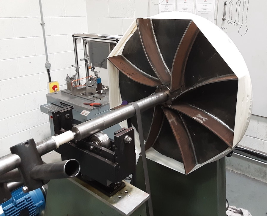 A fan impeller on our balancing machine