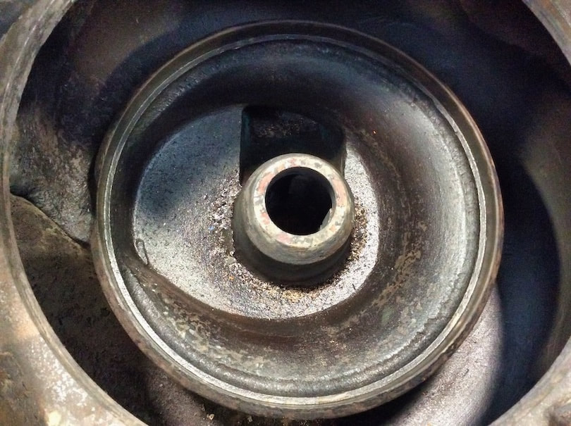 A faulty bearing in a pump