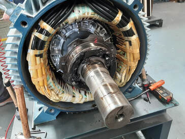 The repaired bearing on an ABB motor
